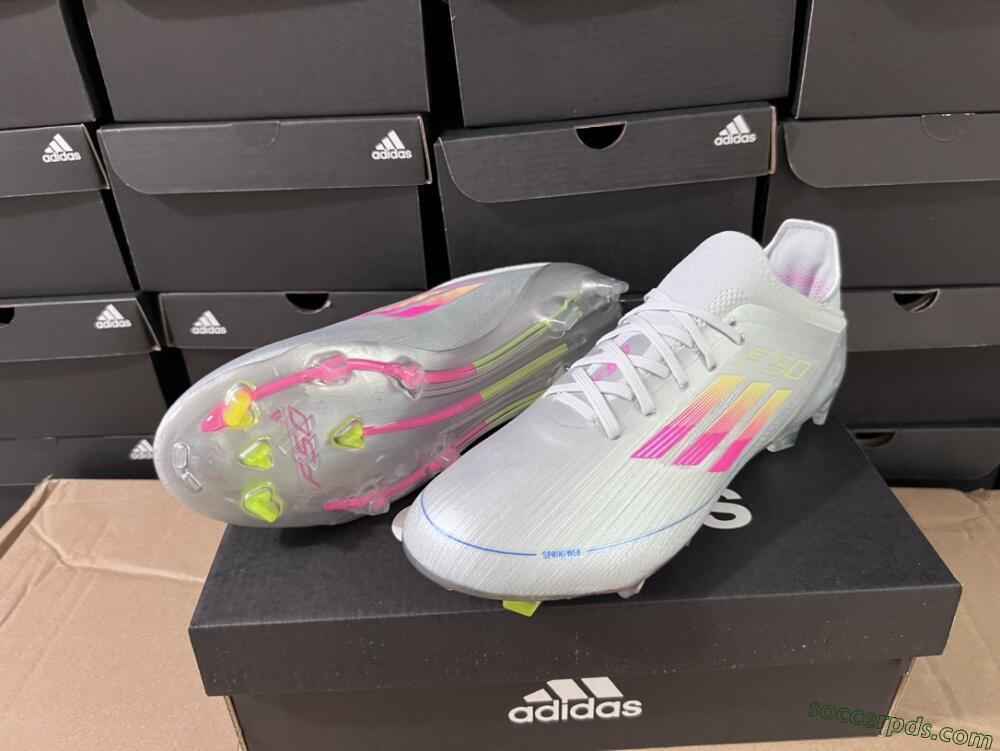 Adidas F50 Adizero FG Low-Tops Football Boots - Silver/Yellow/Pink