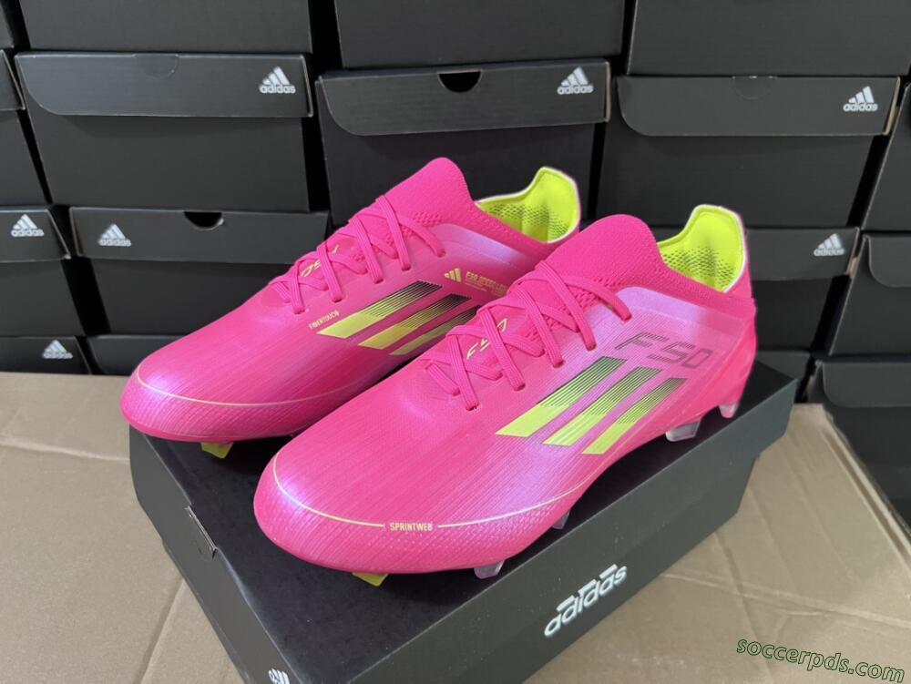 Adidas F50 Adizero FG Low-Tops Football Boots - Pink/Yellow/Black
