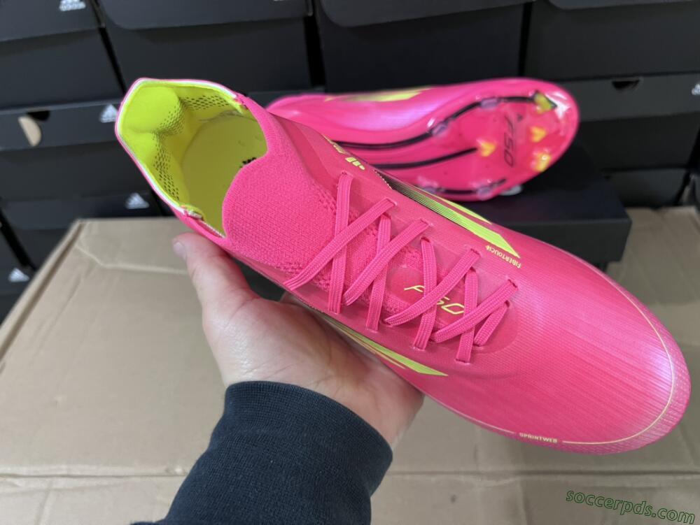 Adidas F50 Adizero FG Low-Tops Football Boots - Pink/Yellow/Black