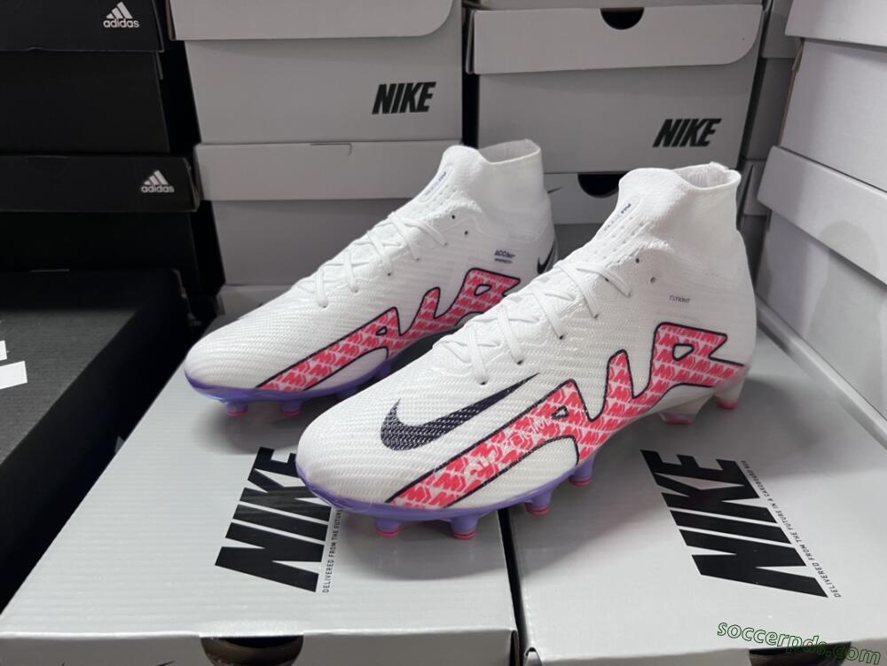 Nike Air Zoom Mercurial Superfly 9 Elite AG High-Tops Football Boots - White/Pink