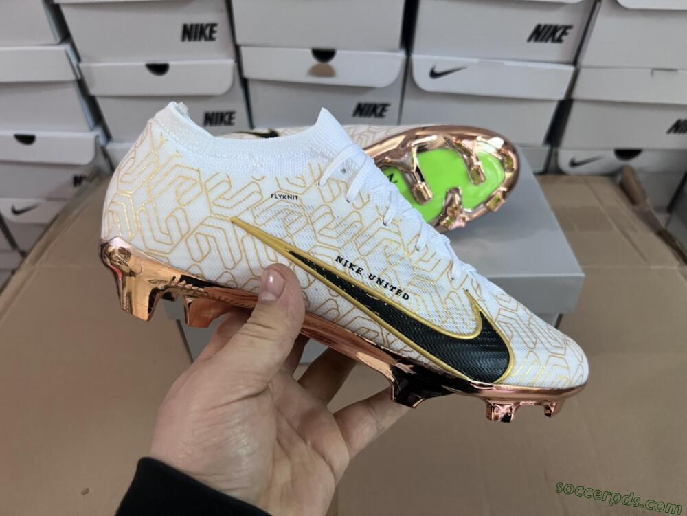 Nike Air Zoom Mercurial Vapor 15 Elite FG Low-Tops Football Boots - White/Gold/Black