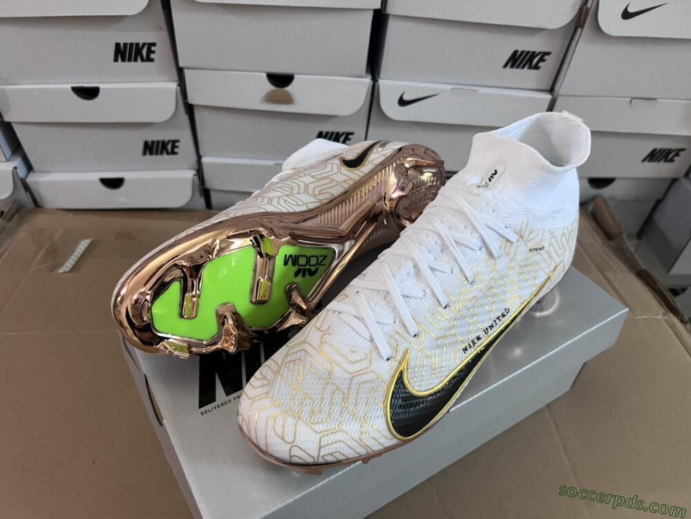 Nike Air Zoom Mercurial Superfly 9 Elite MR FG High-Tops Football Boots - White/Black/Gold