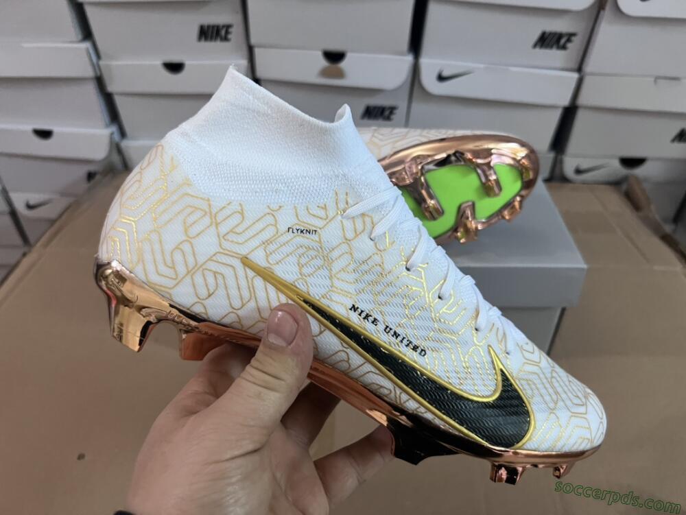 Nike Air Zoom Mercurial Superfly 9 Elite MR FG High-Tops Football Boots - White/Black/Gold