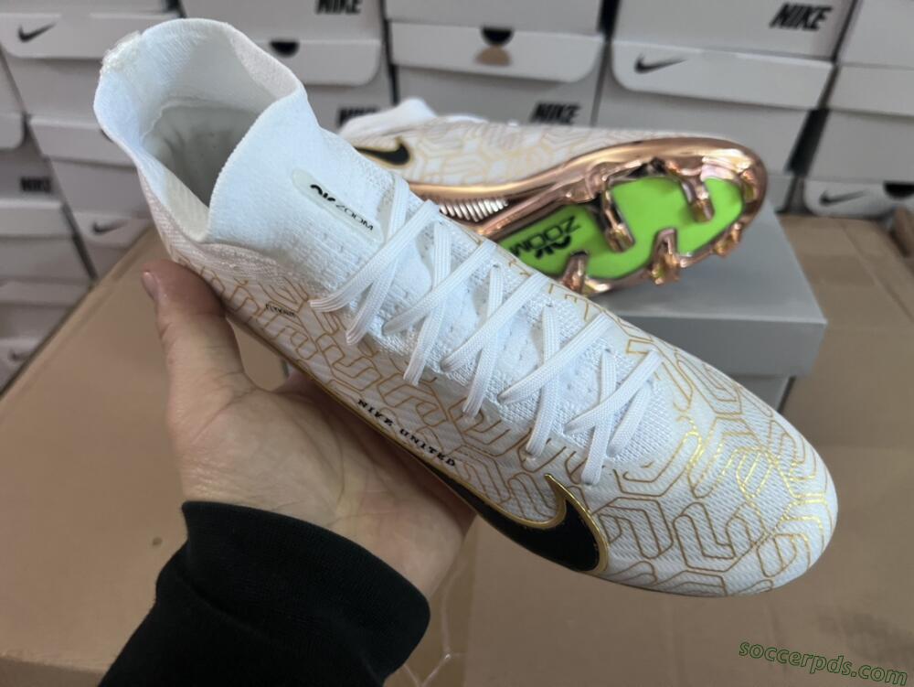 Nike Air Zoom Mercurial Superfly 9 Elite MR FG High-Tops Football Boots - White/Black/Gold