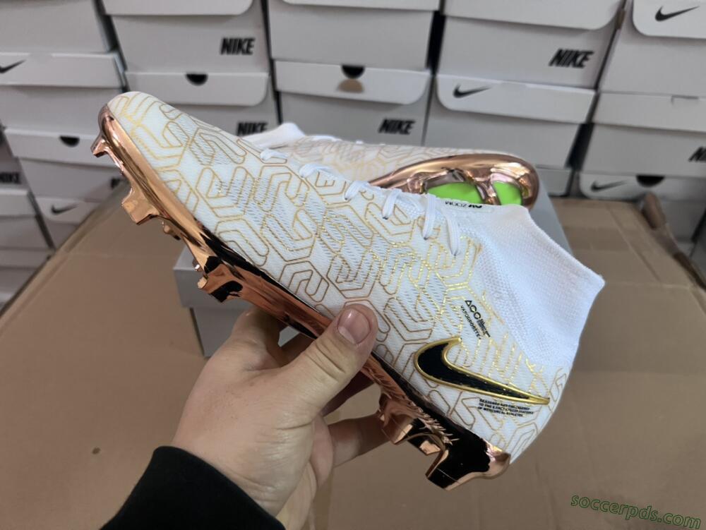 Nike Air Zoom Mercurial Superfly 9 Elite MR FG High-Tops Football Boots - White/Black/Gold
