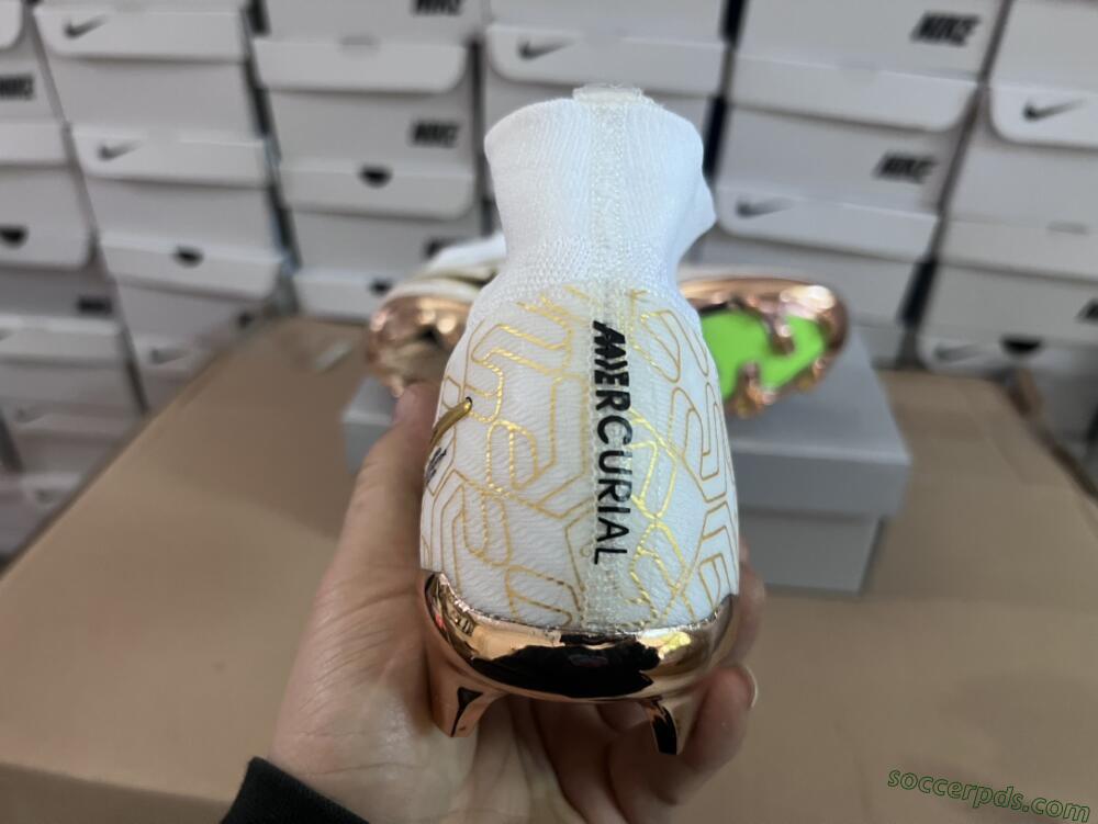 Nike Air Zoom Mercurial Superfly 9 Elite MR FG High-Tops Football Boots - White/Black/Gold