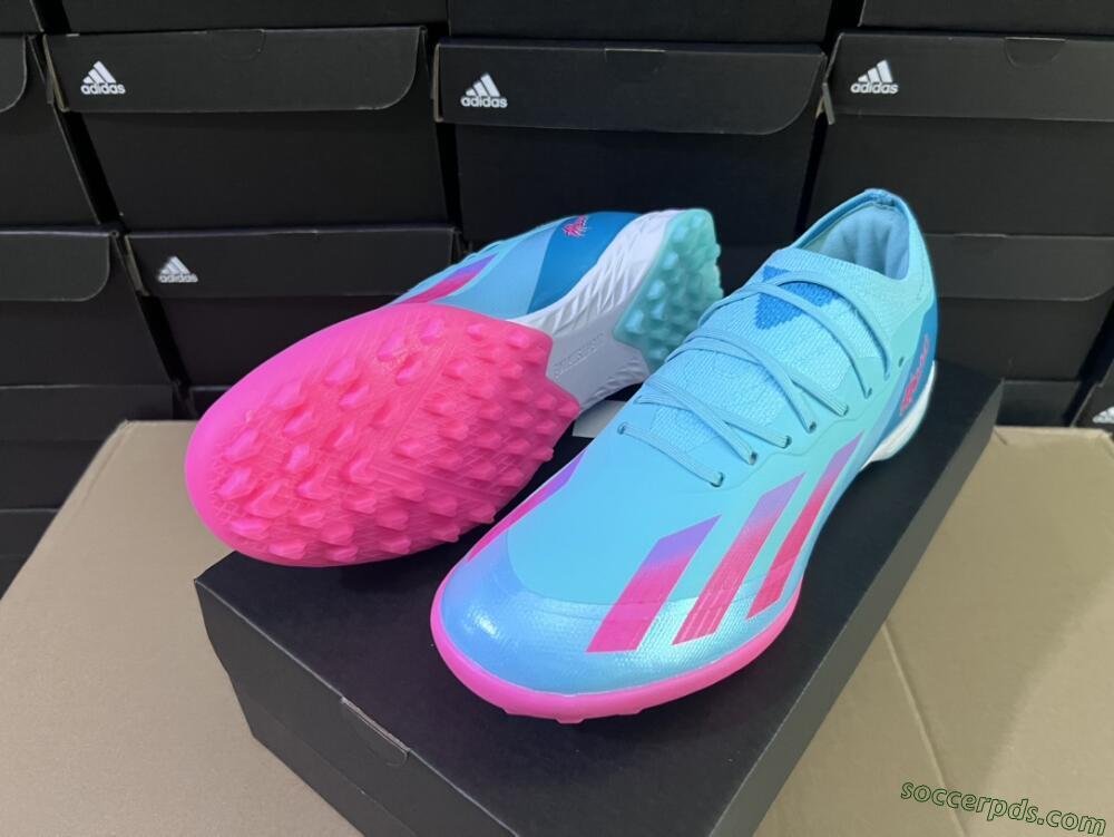 Adidas X Crazyfast.1 TF Low-Tops Football Shoes - Jade/Pink/Purple