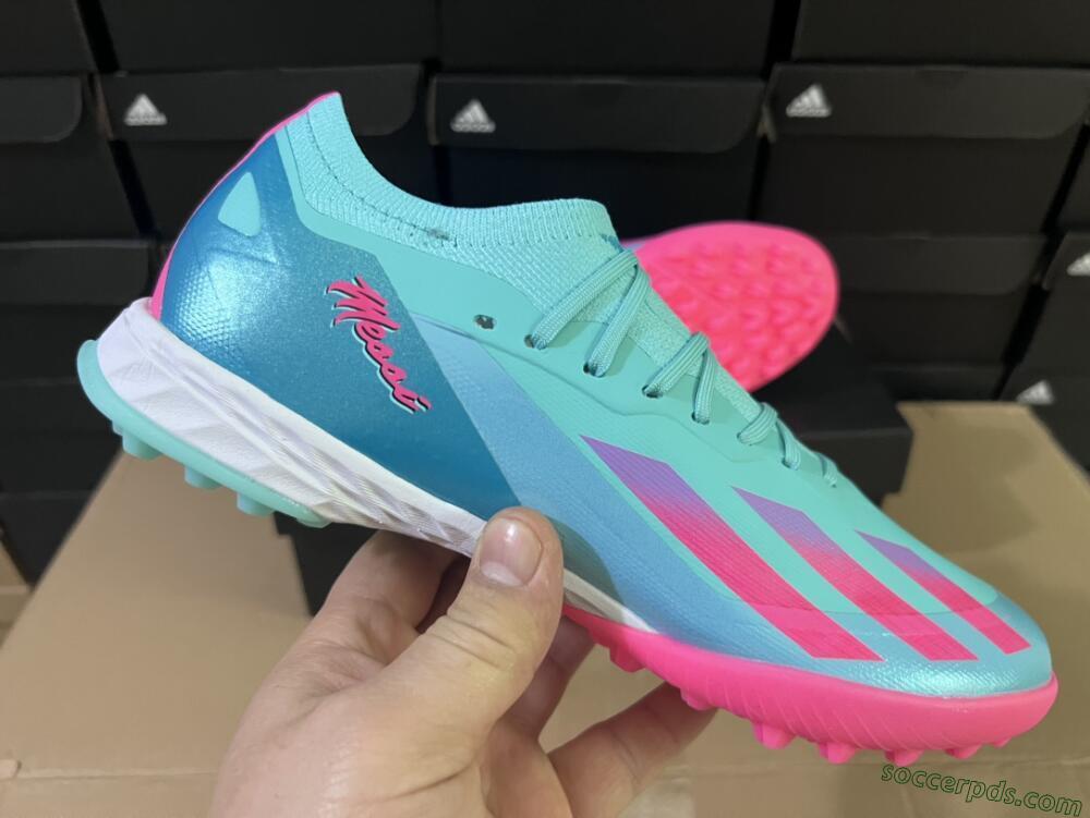 Adidas X Crazyfast.1 TF Low-Tops Football Shoes - Jade/Pink/Purple