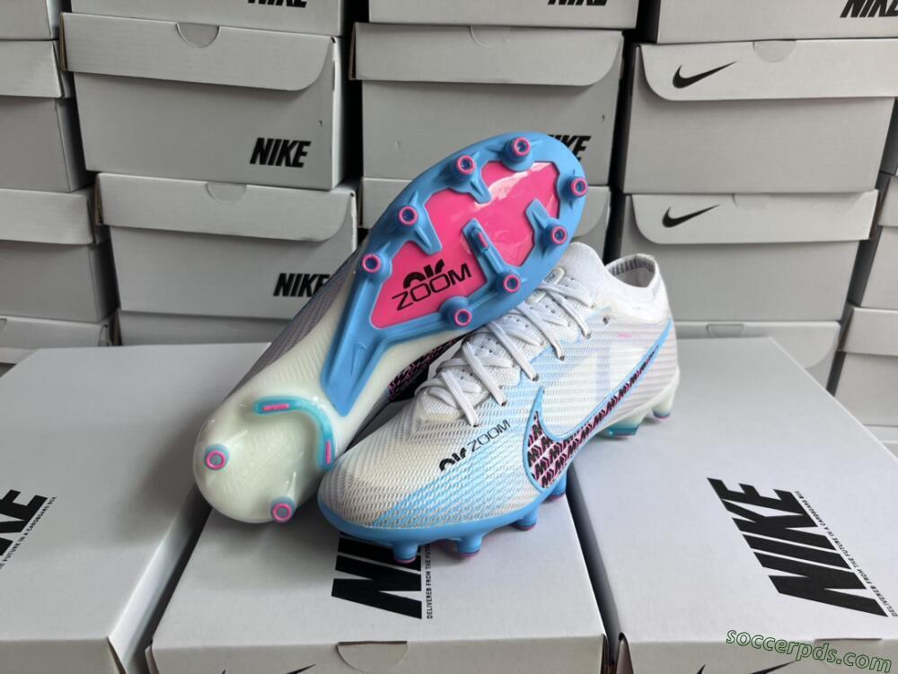 Nike Air Zoom Mercurial Vapor 15 Elite AG Low-Tops Football Boots - White/Blue/Pink
