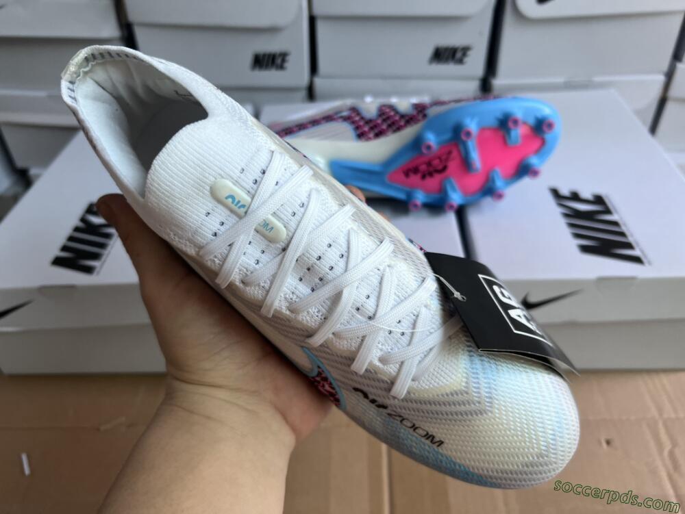 Nike Air Zoom Mercurial Vapor 15 Elite AG Low-Tops Football Boots - White/Blue/Pink