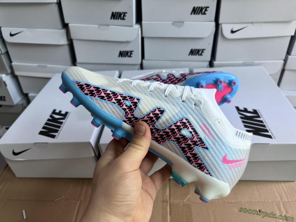 Nike Air Zoom Mercurial Vapor 15 Elite AG Low-Tops Football Boots - White/Blue/Pink