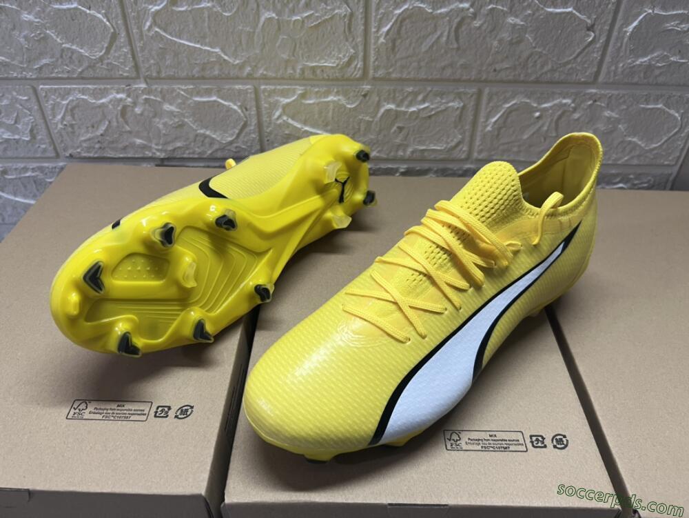 Puma Ultra Ultimate FG Low-Tops Football Boots - Yellow/White/Black
