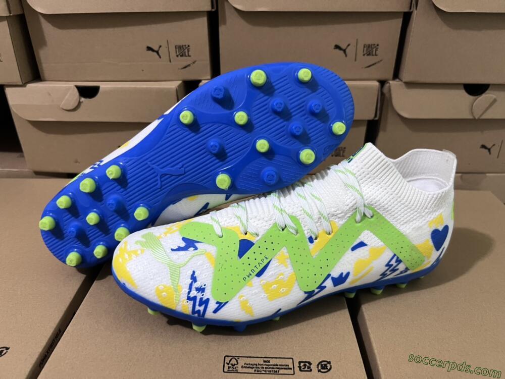 Puma Future Ultimate MG Low-Tops Football Boots - White/Yellow/Blue