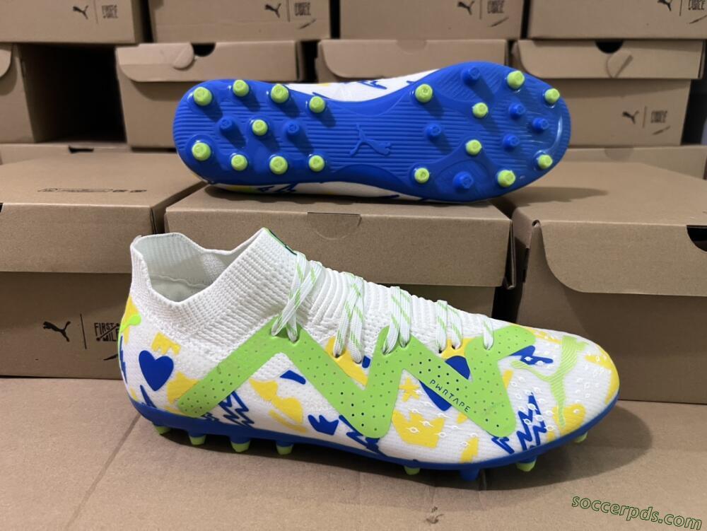 Puma Future Ultimate MG Low-Tops Football Boots - White/Yellow/Blue