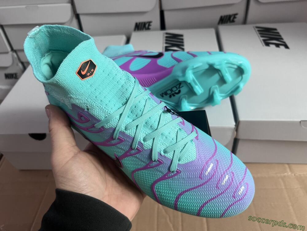 Nike Air Zoom Mercurial Superfly 9 Elite FG High-Tops Football Boots - Jade/Purple/Black