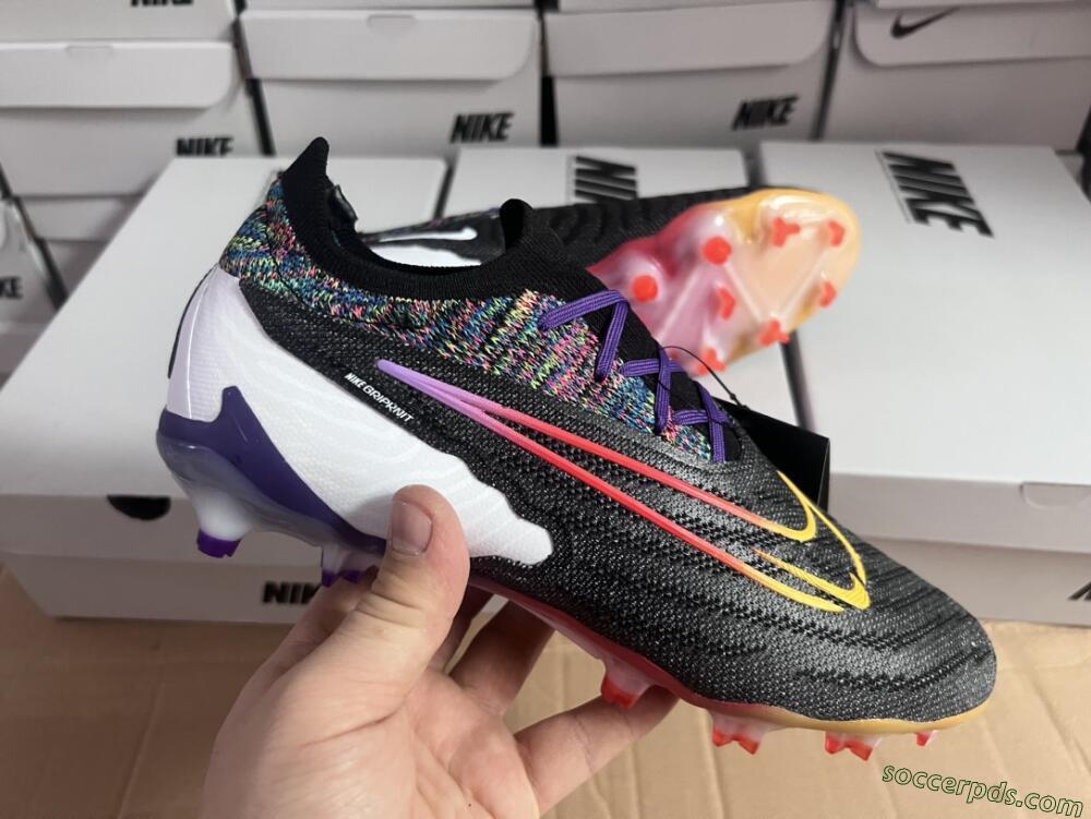 Nike Phantom GX Elite FG Low-Tops Football Boots - Black/Purple/Rainbow
