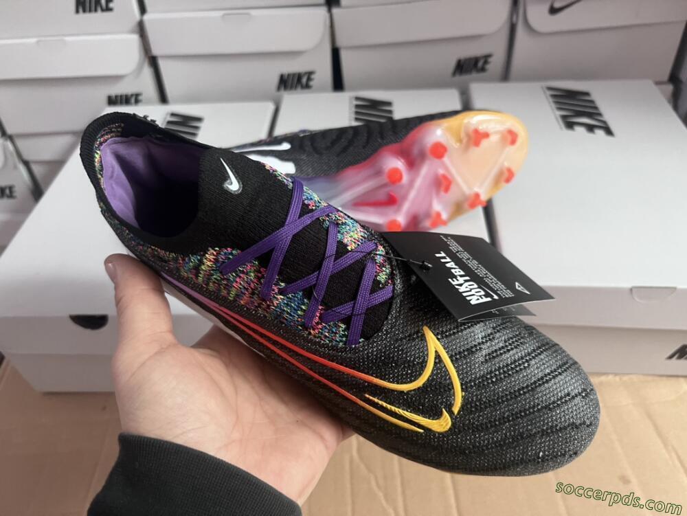 Nike Phantom GX Elite FG Low-Tops Football Boots - Black/Purple/Rainbow