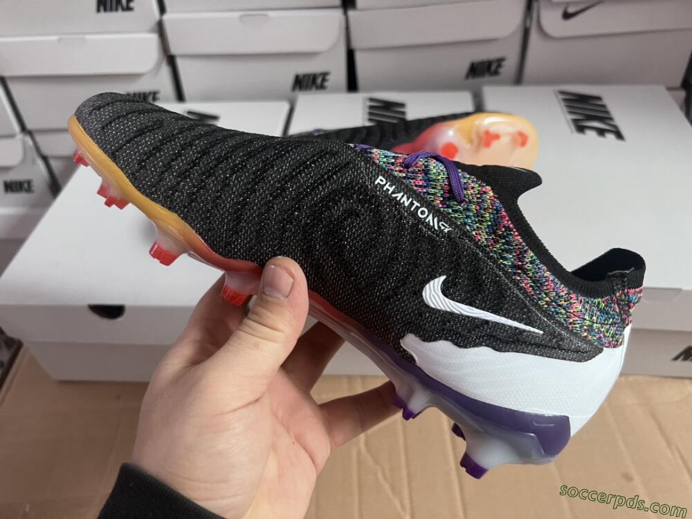 Nike Phantom GX Elite FG Low-Tops Football Boots - Black/Purple/Rainbow