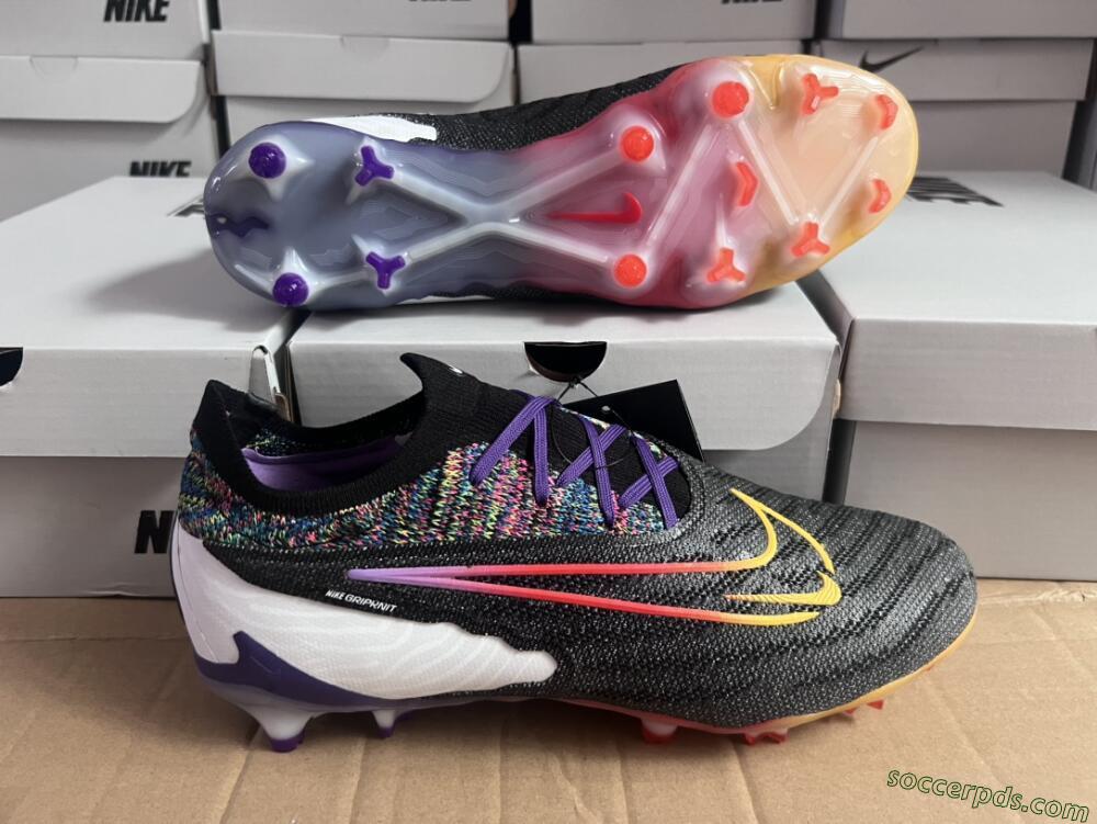 Nike Phantom GX Elite FG Low-Tops Football Boots - Black/Purple/Rainbow