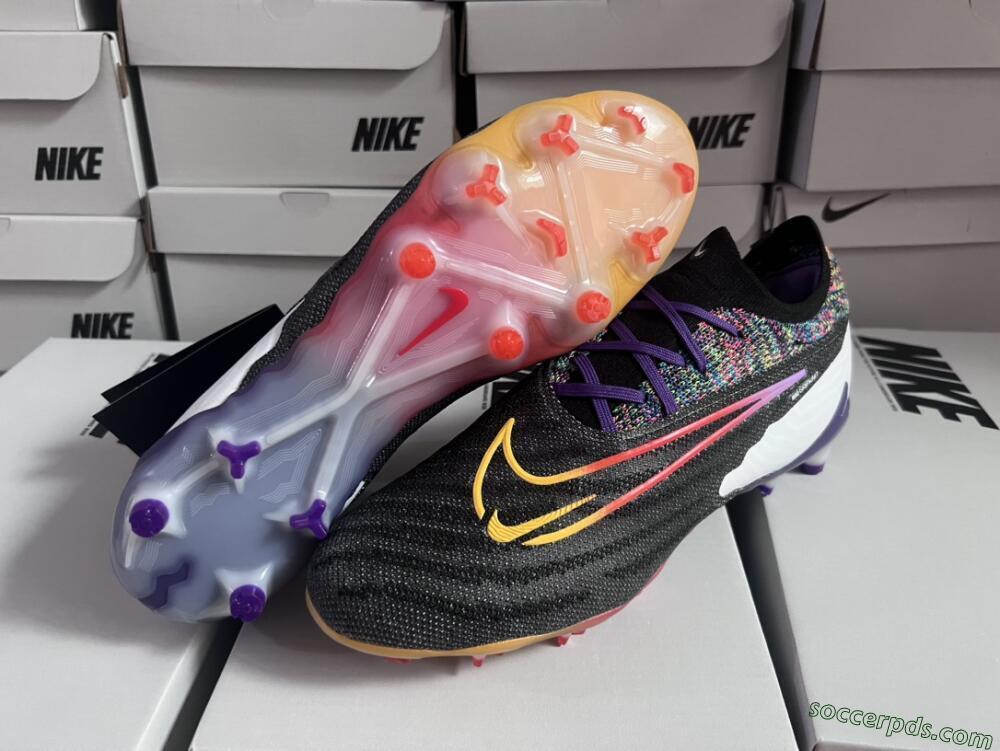 Nike Phantom GX Elite FG Low-Tops Football Boots - Black/Purple/Rainbow