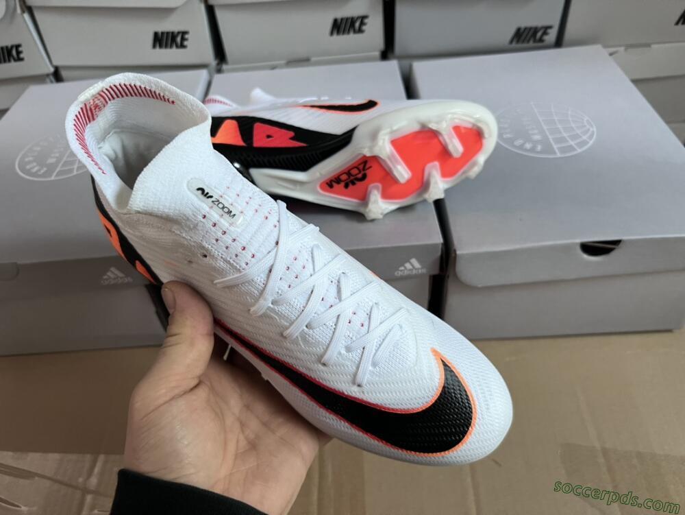 Nike Air Zoom Mercurial Superfly 9 Elite FG High-Tops Football Boots - White/Orange/Black