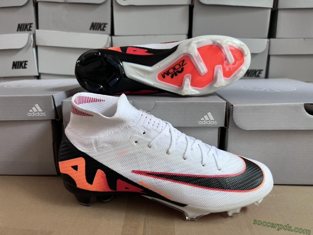 Nike Air Zoom Mercurial Superfly 9 Elite FG High-Tops Football Boots - White/Orange/Black