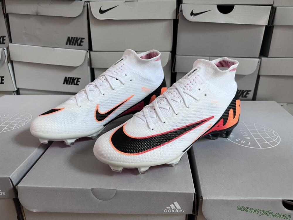 Nike Air Zoom Mercurial Superfly 9 Elite FG High-Tops Football Boots - White/Orange/Black