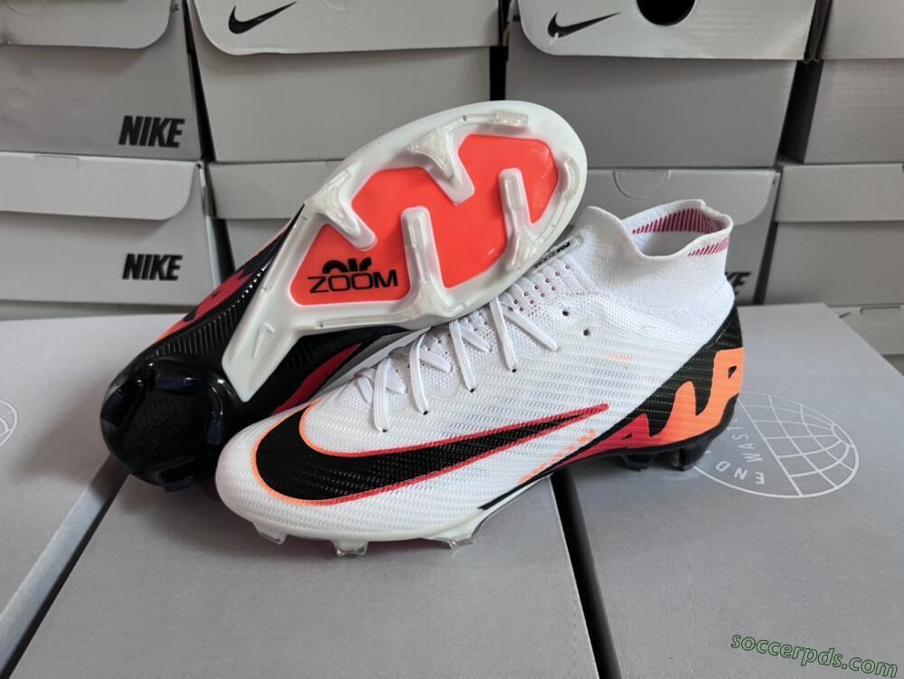 Nike Air Zoom Mercurial Superfly 9 Elite FG High-Tops Football Boots - White/Orange/Black
