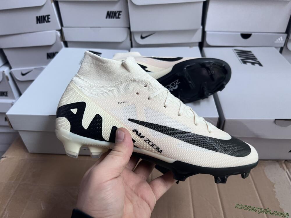 Nike Air Zoom Mercurial Superfly 9 Elite FG High-Tops Football Boots - Beige/Black