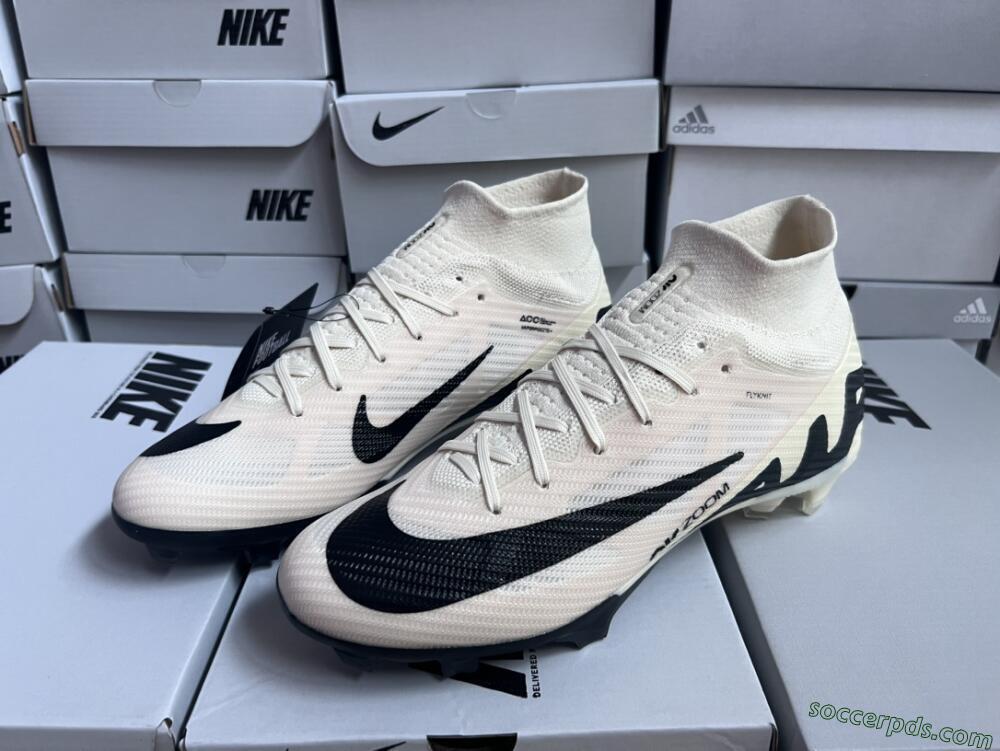 Nike Air Zoom Mercurial Superfly 9 Elite FG High-Tops Football Boots - Beige/Black