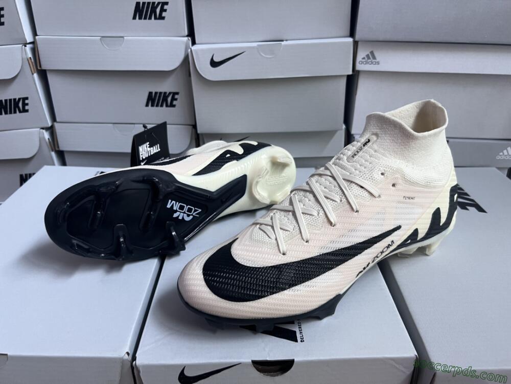 Nike Air Zoom Mercurial Superfly 9 Elite FG High-Tops Football Boots - Beige/Black