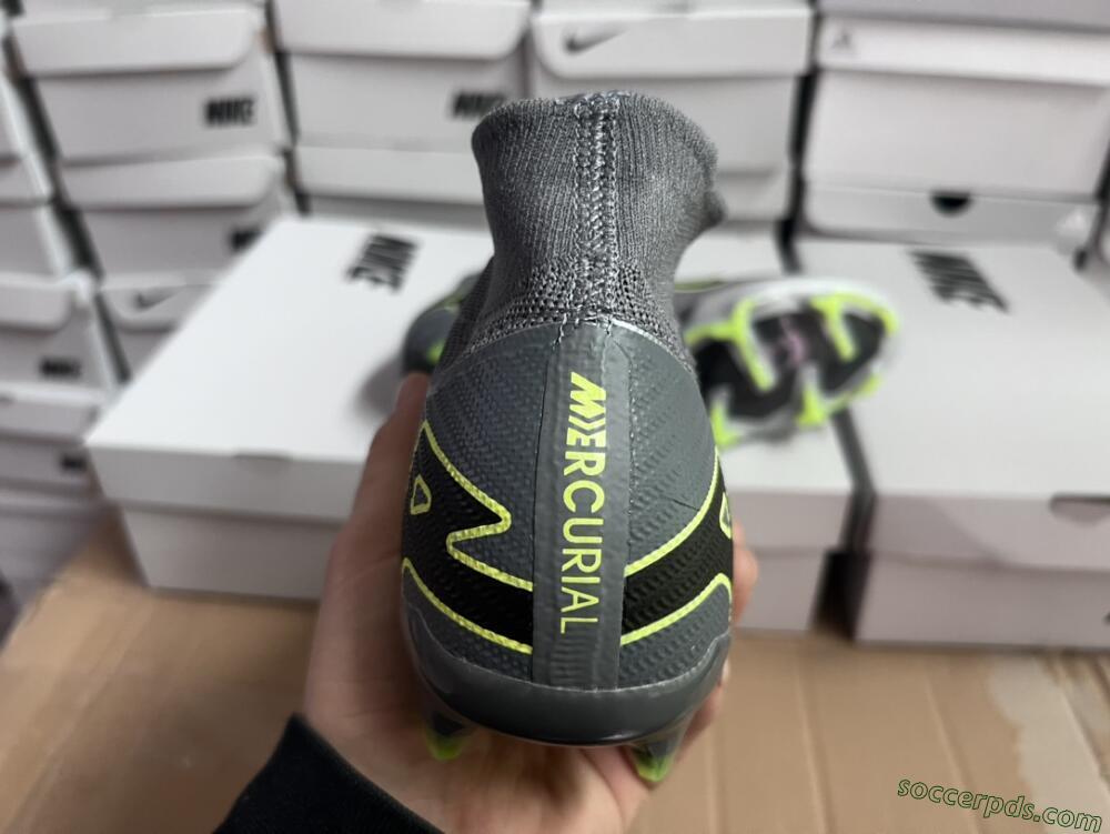 Nike Air Zoom Mercurial Superfly 9 Elite FG High-Tops Football Boots - Silver/Grey/Green