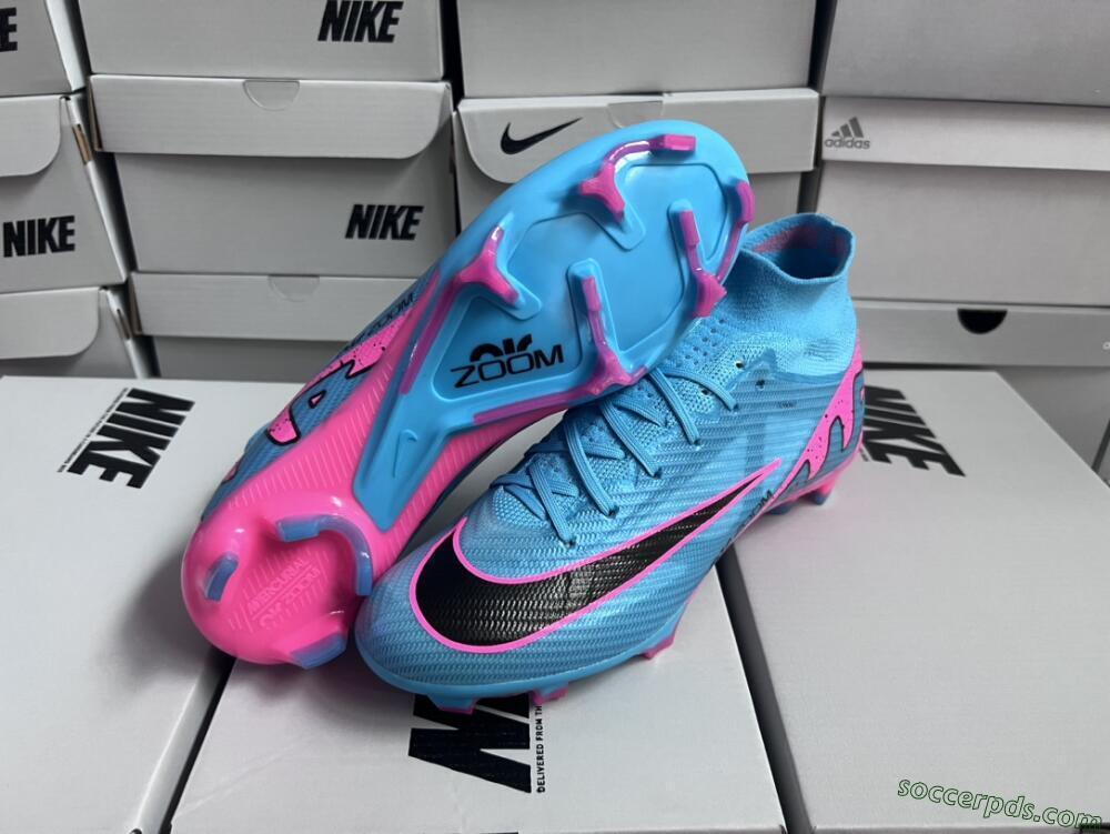 Nike Air Zoom Mercurial Superfly 9 Elite FG High-Tops Football Boots - Blue/Pink/Black