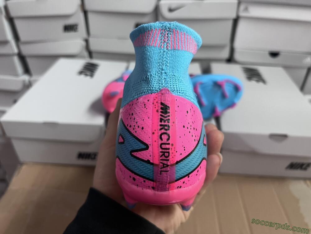 Nike Air Zoom Mercurial Superfly 9 Elite FG High-Tops Football Boots - Blue/Pink/Black