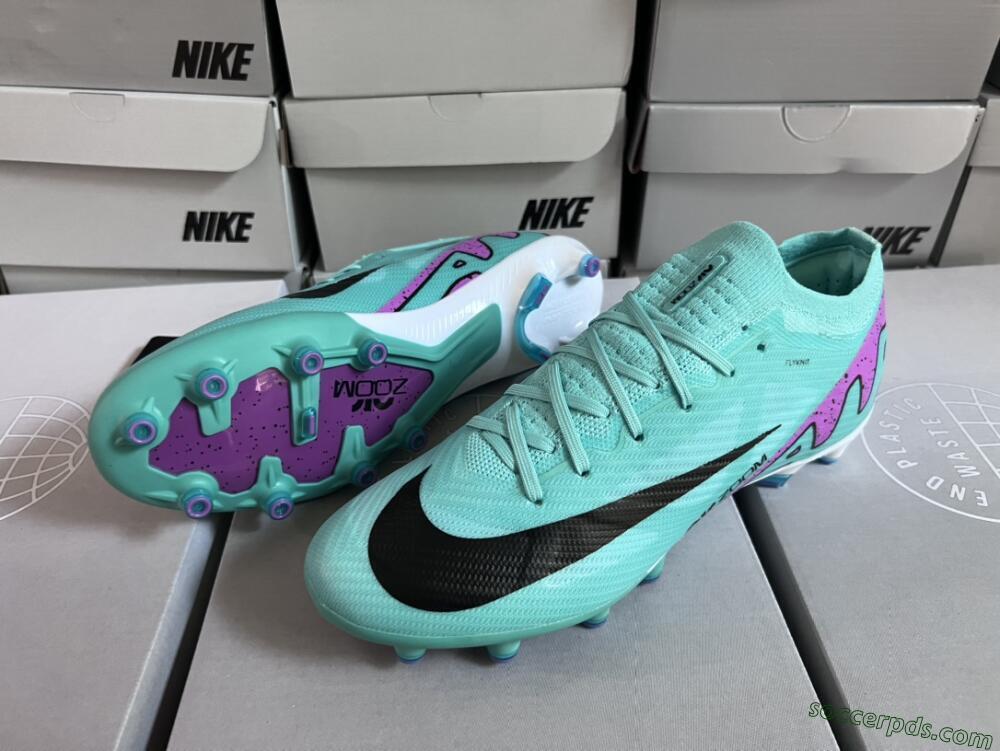 Nike Air Zoom Mercurial Vapor 15 Elite AG Low-Tops Football Boots - Jade/Purple/Black