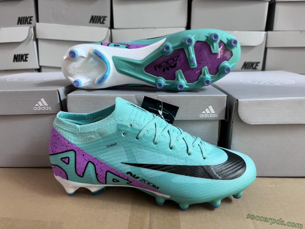 Nike Air Zoom Mercurial Vapor 15 Elite AG Low-Tops Football Boots - Jade/Purple/Black