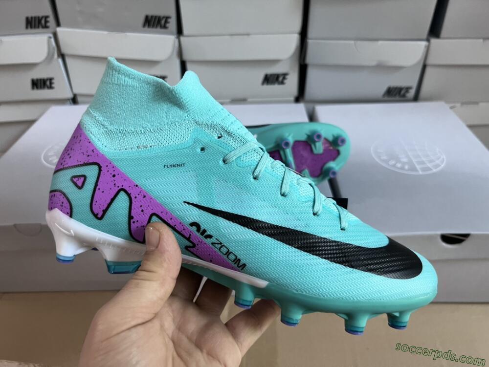 Nike Air Zoom Mercurial Superfly 9 Elite AG High-Tops Football Boots - Jade/Purple/Black