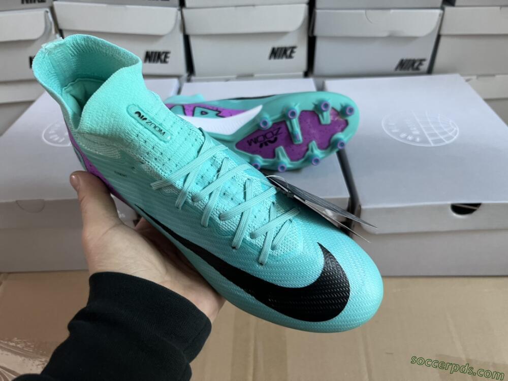 Nike Air Zoom Mercurial Superfly 9 Elite AG High-Tops Football Boots - Jade/Purple/Black