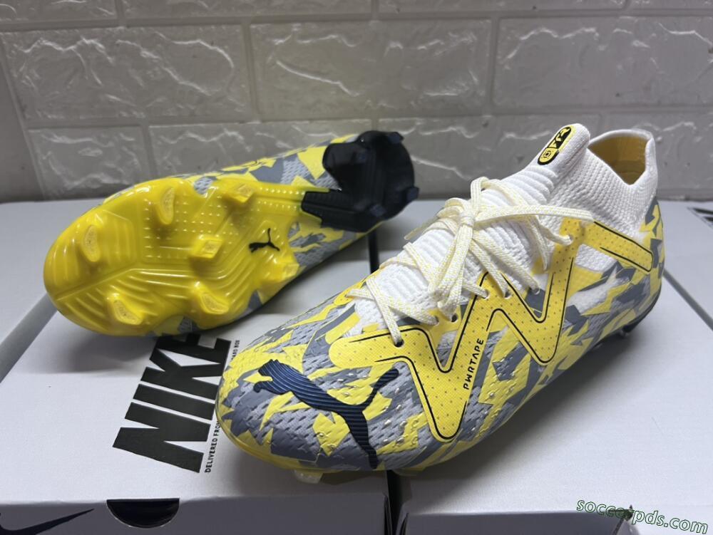 Puma Future Ultimate FG Low-Tops Football Boots - Yellow/White/Grey