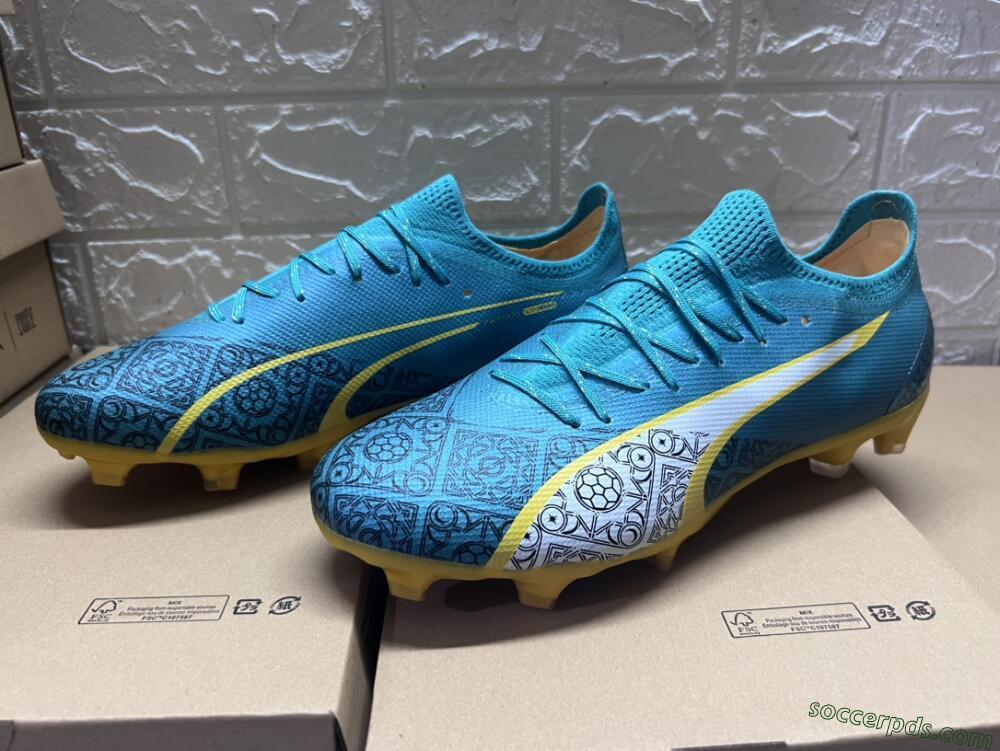 Puma Ultra Ultimate FG Low-Tops Football Boots - Jade/White/Yellow