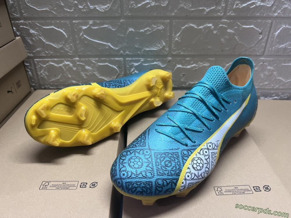 Puma Ultra Ultimate FG Low-Tops Football Boots - Jade/White/Yellow