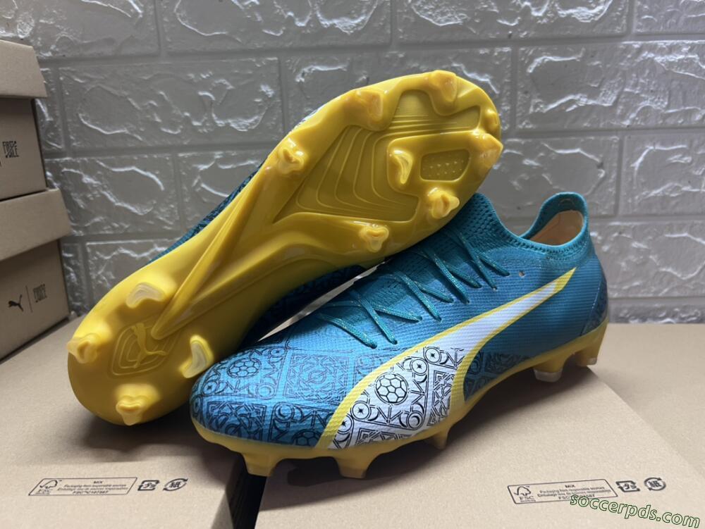 Puma Ultra Ultimate FG Low-Tops Football Boots - Jade/White/Yellow