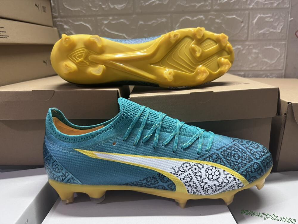 Puma Ultra Ultimate FG Low-Tops Football Boots - Jade/White/Yellow
