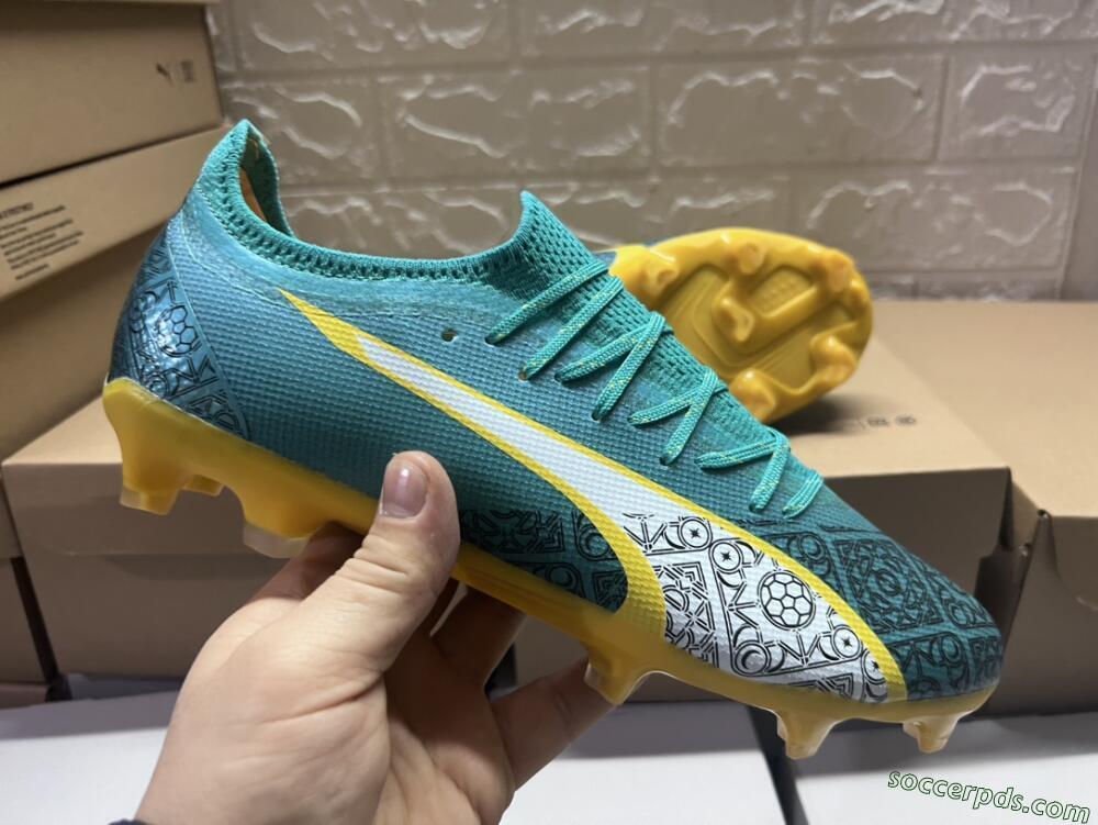 Puma Ultra Ultimate FG Low-Tops Football Boots - Jade/White/Yellow