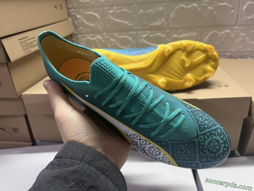 Puma Ultra Ultimate FG Low-Tops Football Boots - Jade/White/Yellow