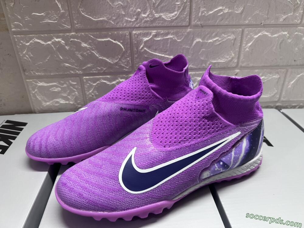 Nike Phantom GX Elite DF Link TF High-Tops Football Shoes - Purple/Black/White