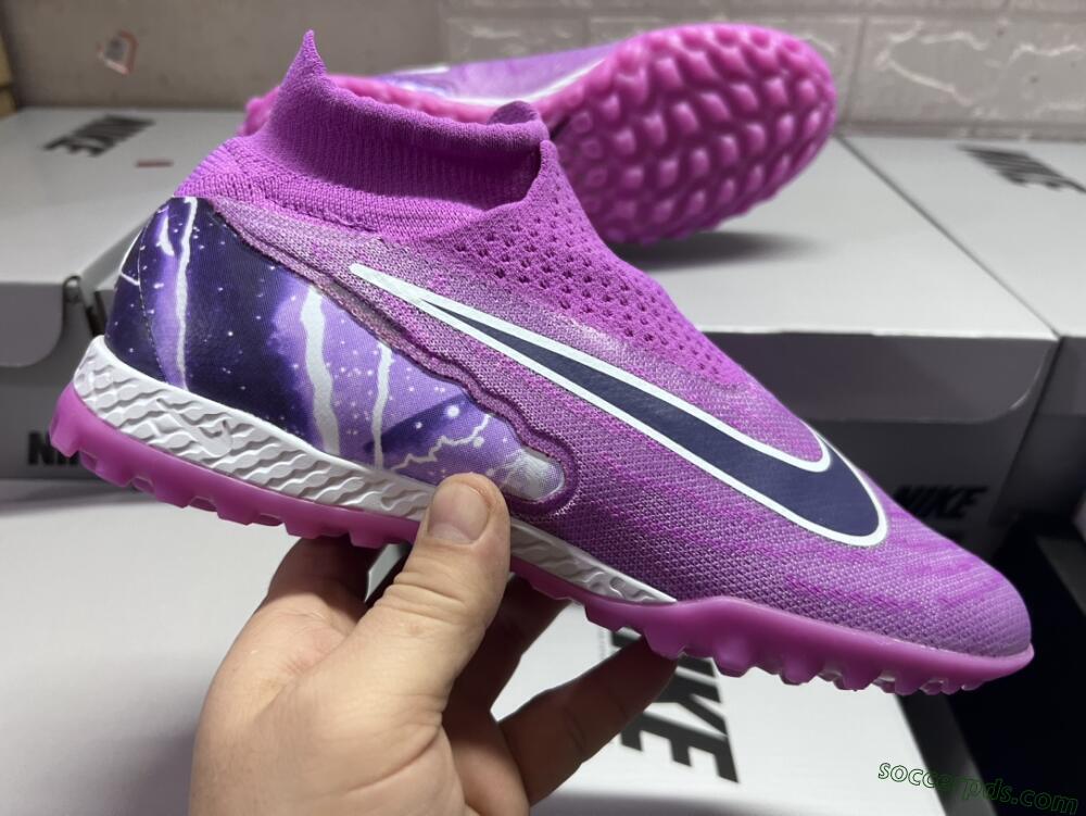 Nike Phantom GX Elite DF Link TF High-Tops Football Shoes - Purple/Black/White
