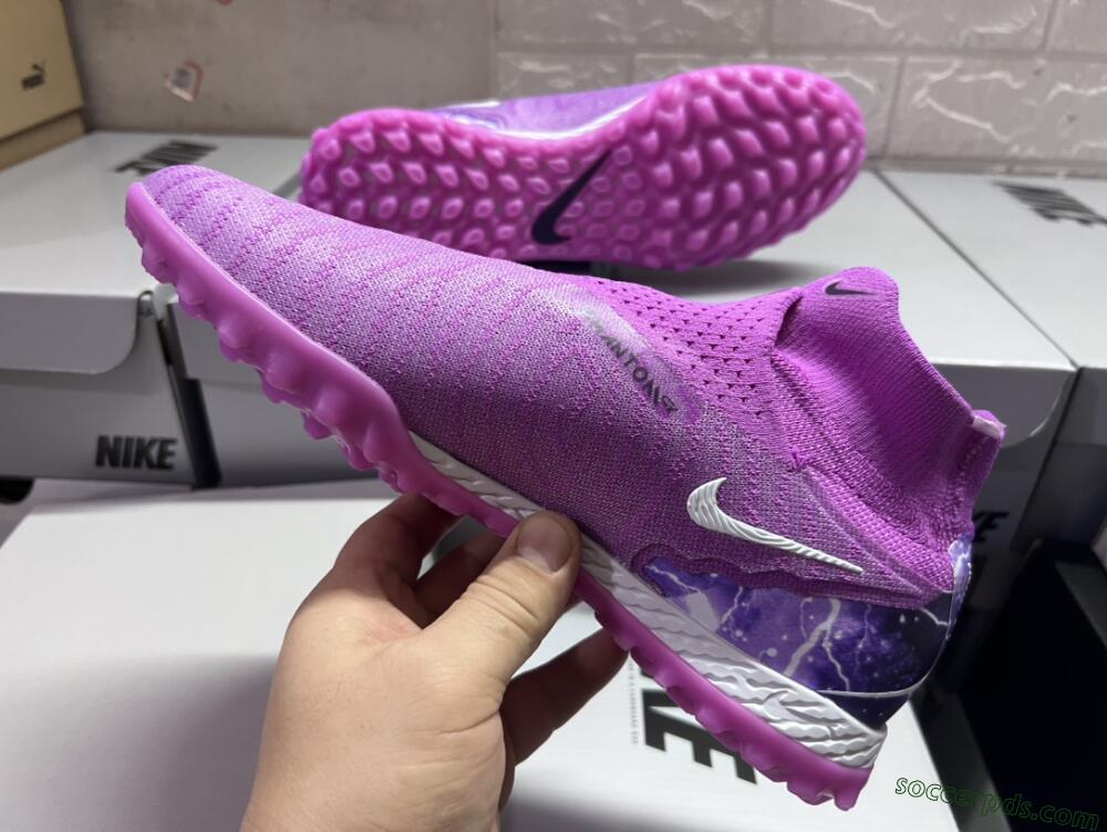 Nike Phantom GX Elite DF Link TF High-Tops Football Shoes - Purple/Black/White