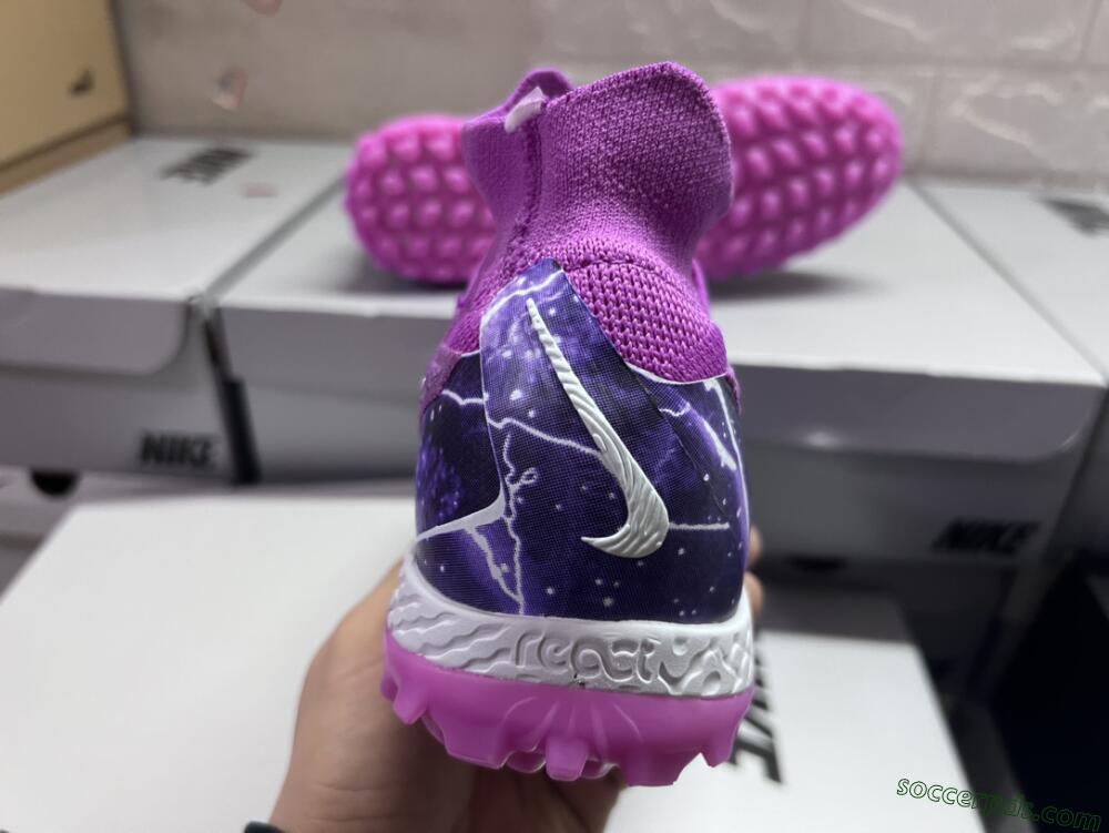 Nike Phantom GX Elite DF Link TF High-Tops Football Shoes - Purple/Black/White