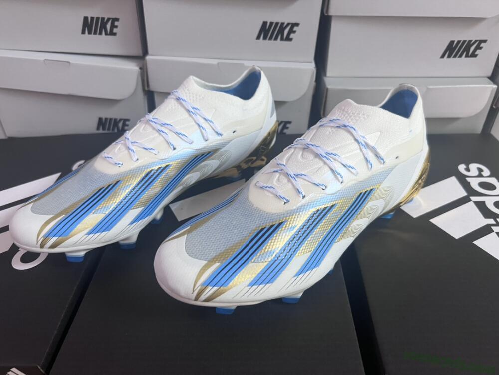 Adidas X Crazyfast.1 FG Low-Tops Football Boots - White/Blue/Gold